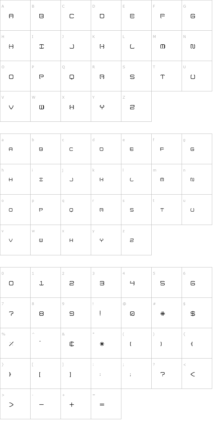 Character Map Up No Flames Font