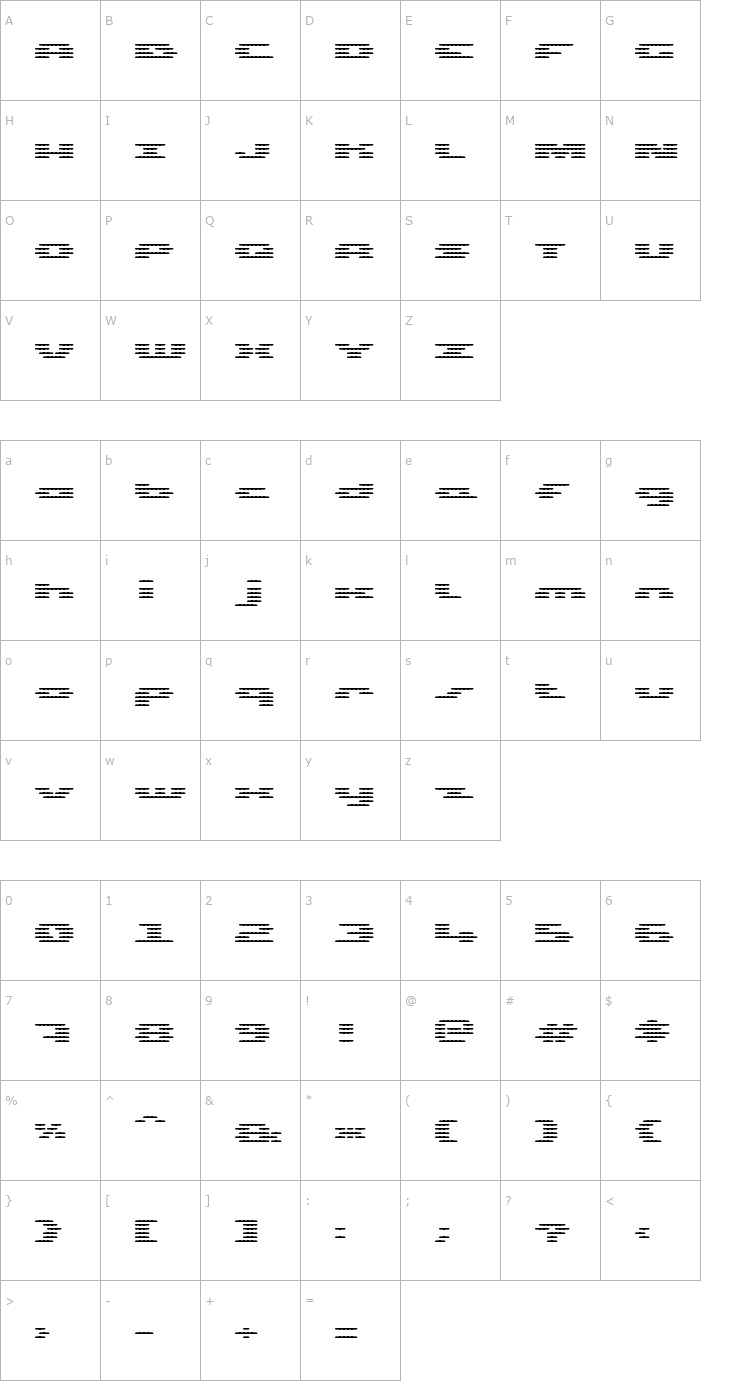 Character Map UP Tiny lcd four 8 decoH Light Font