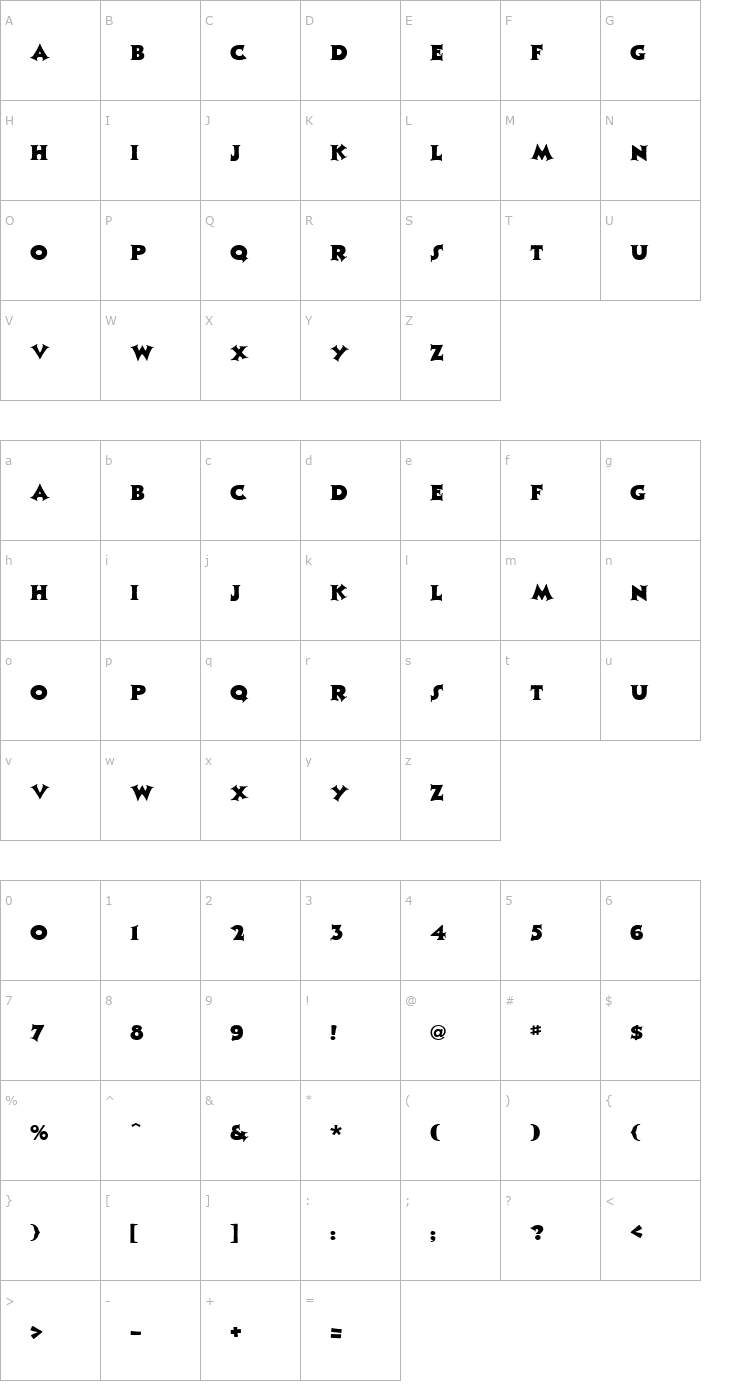 Character Map UPBEAT Regular Font