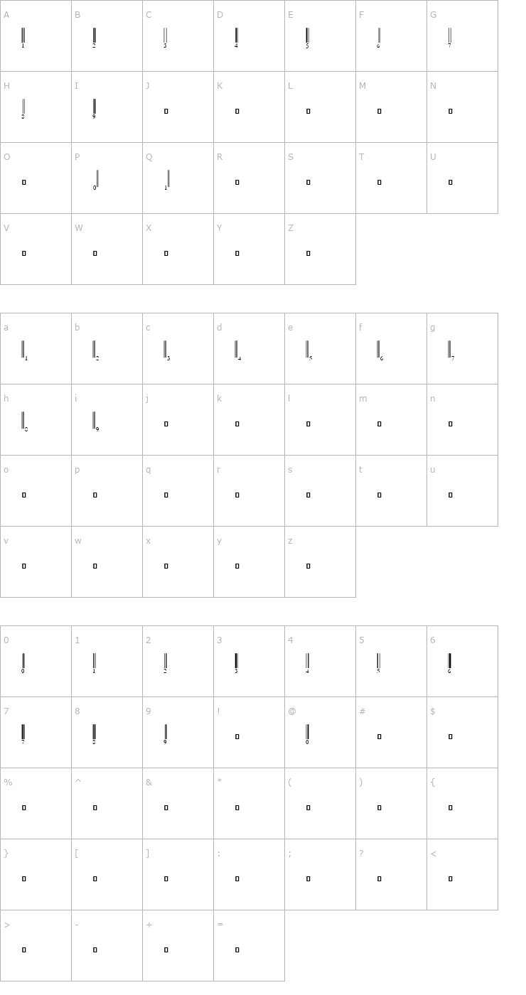 Character Map UPC-E Half Height Font