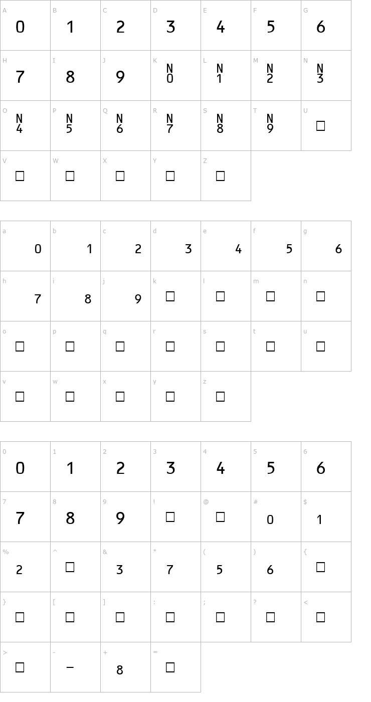 Character Map UpcHrTt Font