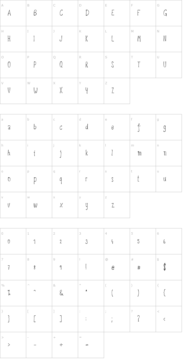 Character Map Upirpaw Font