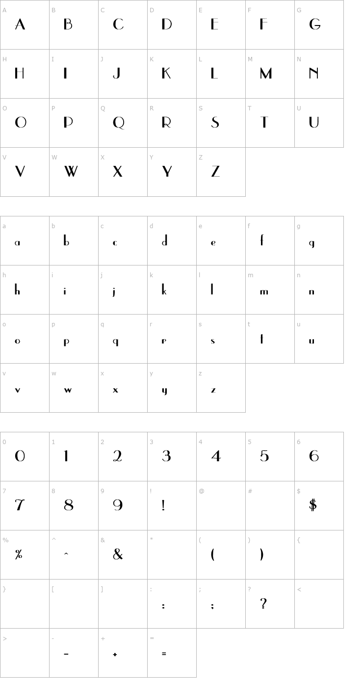 Character Map UppEa Bold Font