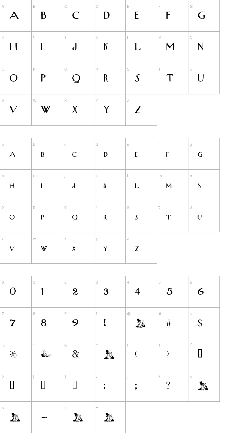 Character Map Upper West Side Font