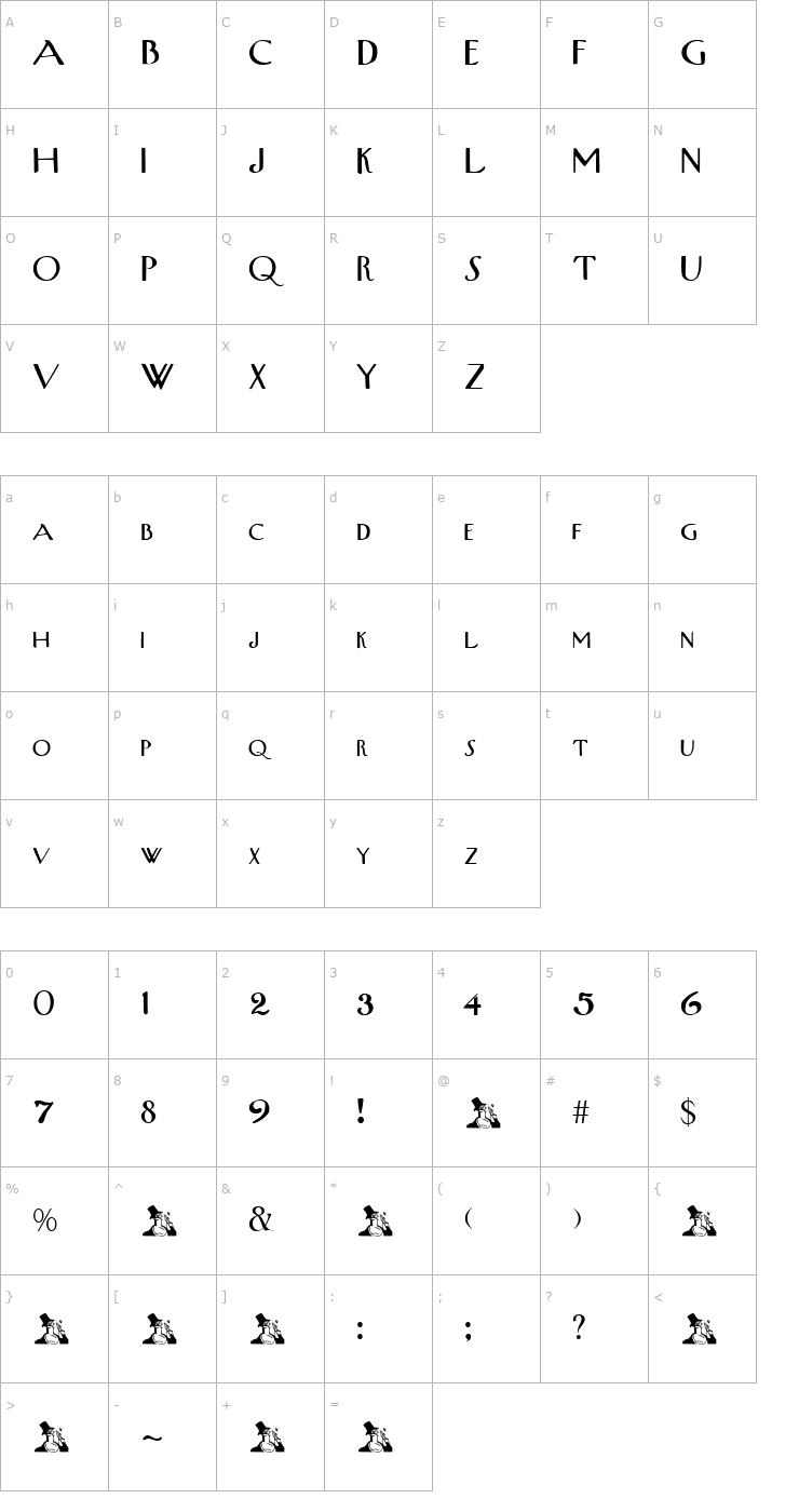 Character Map Upper-WestSide Regular Font
