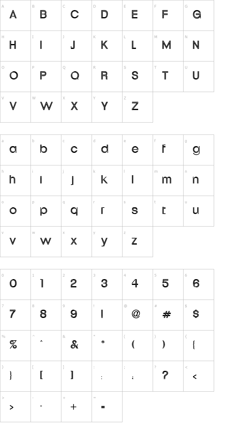 Character Map Upperville Normal Font