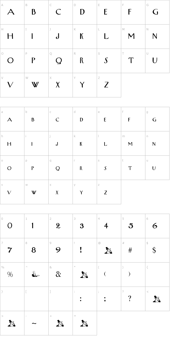 Character Map UpperWestSide Font
