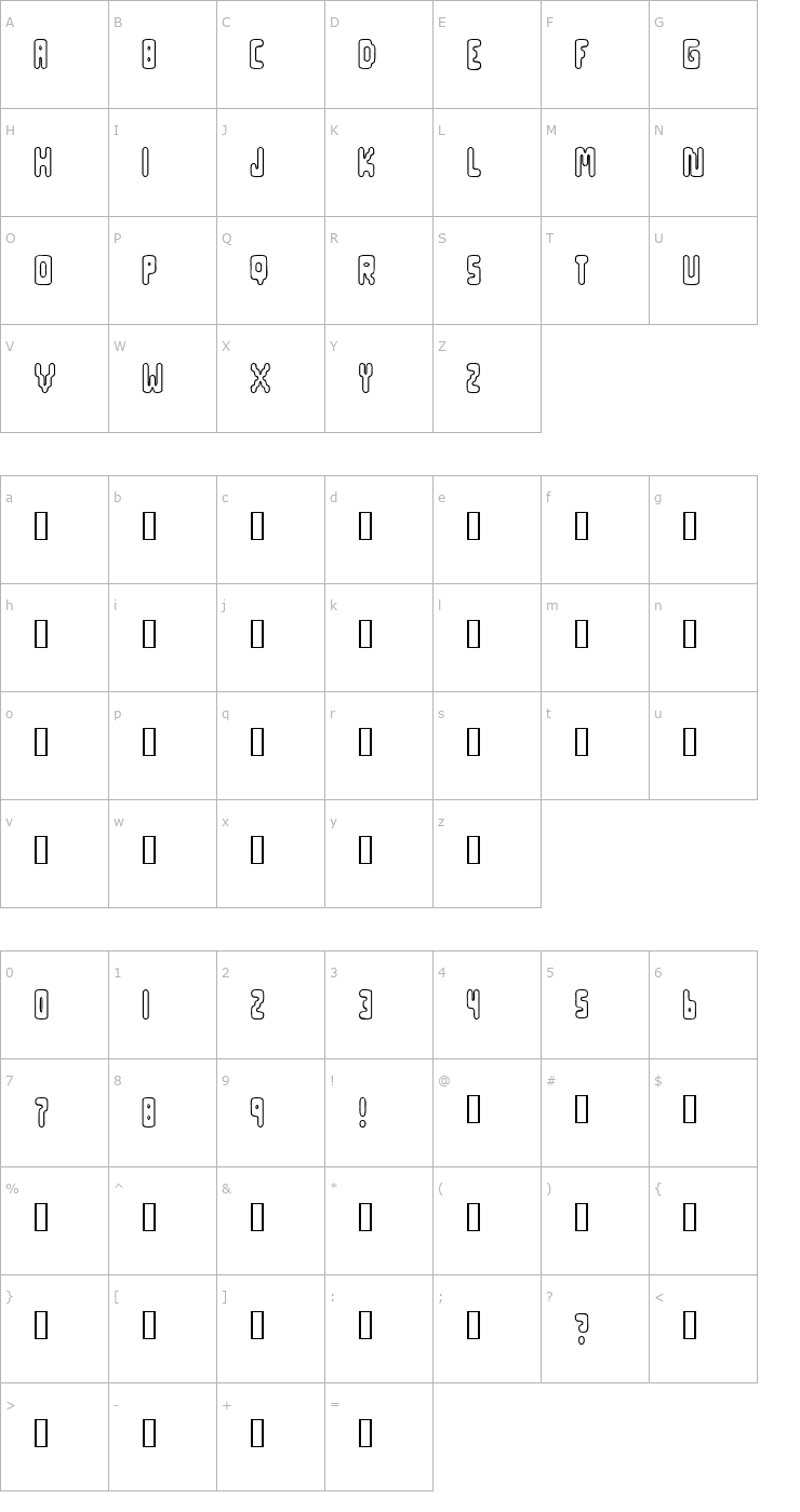 Character Map Uppity 4 Font