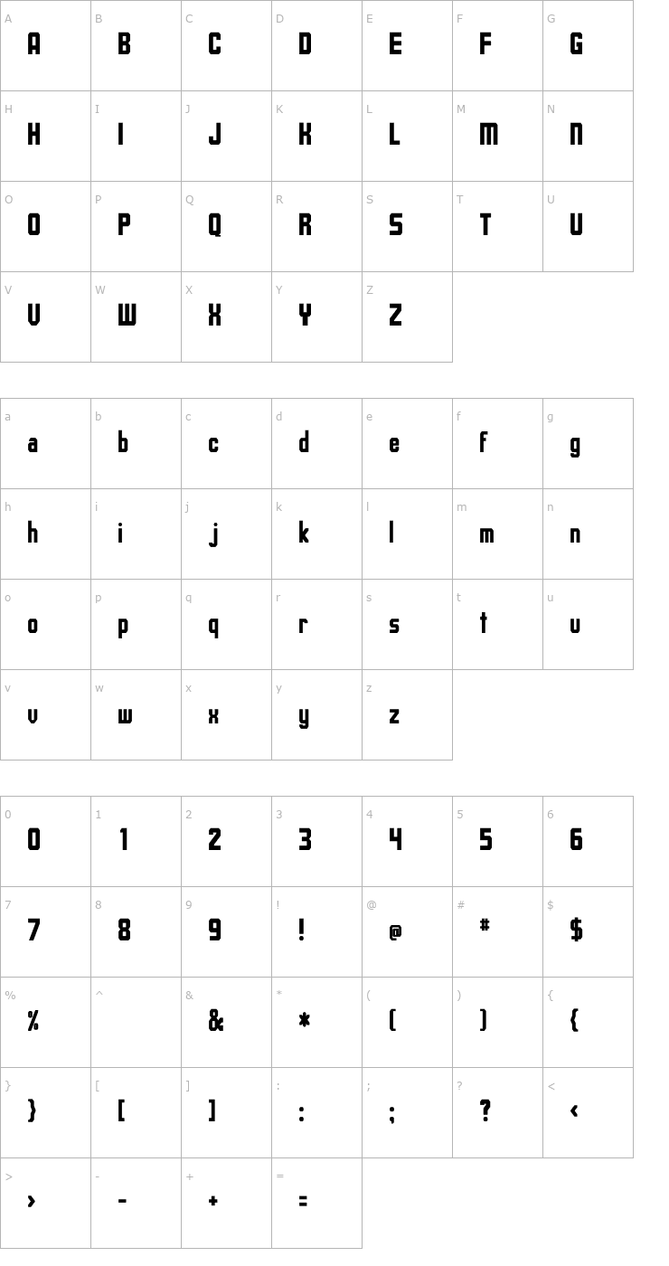 Character Map Upsilon Cn Bold Font