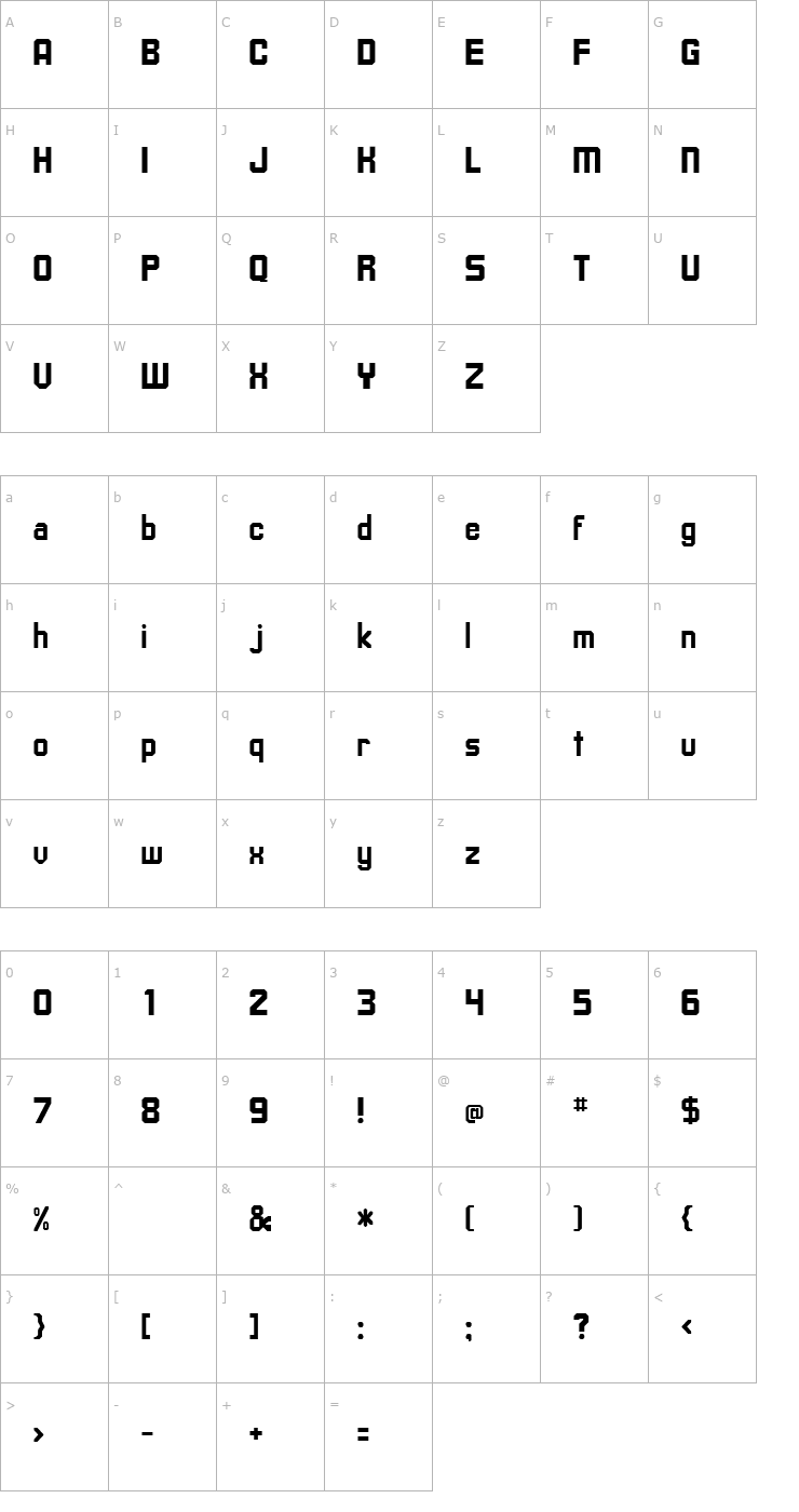 Character Map Upsilon Regular Font