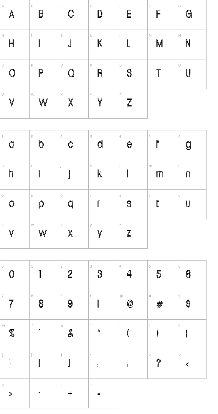 Character Map Uptight Cn Font