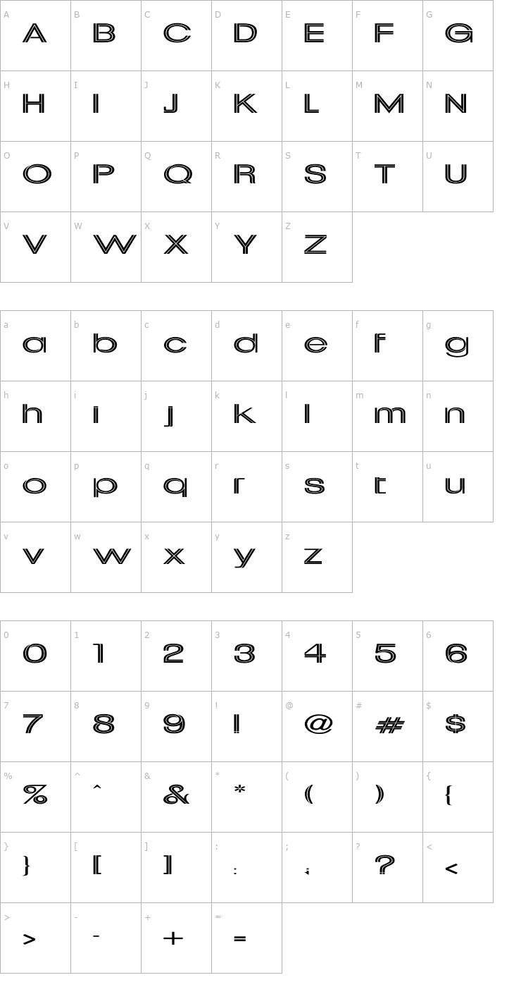 Character Map Uptight Ex Font