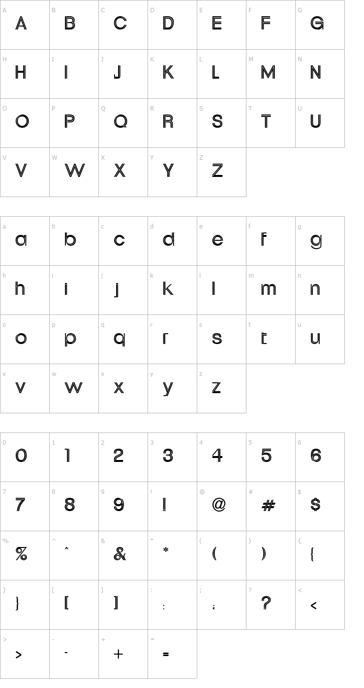 Character Map Uptight Font