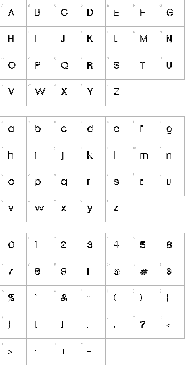 Character Map Uptight Regular Font