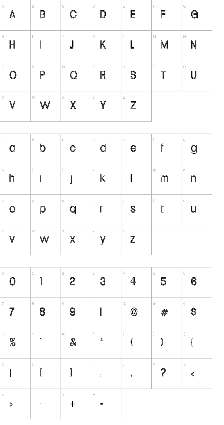 Character Map Uptight Th Font