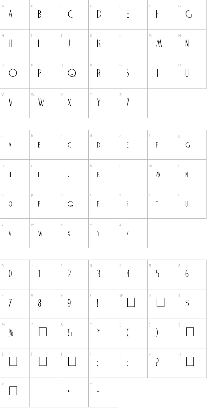 Character Map Uptown Diner Regular Font
