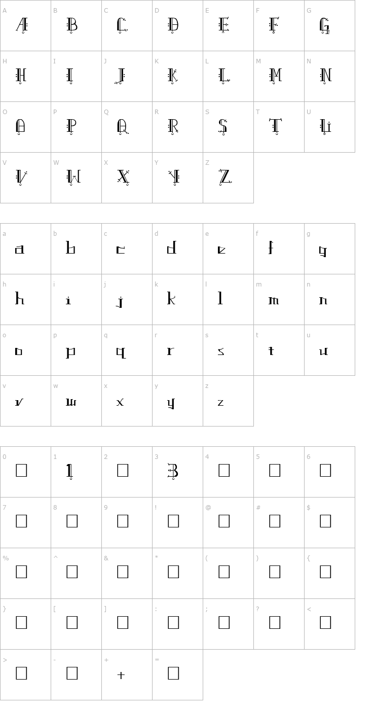 Character Map Uptown Regular Font