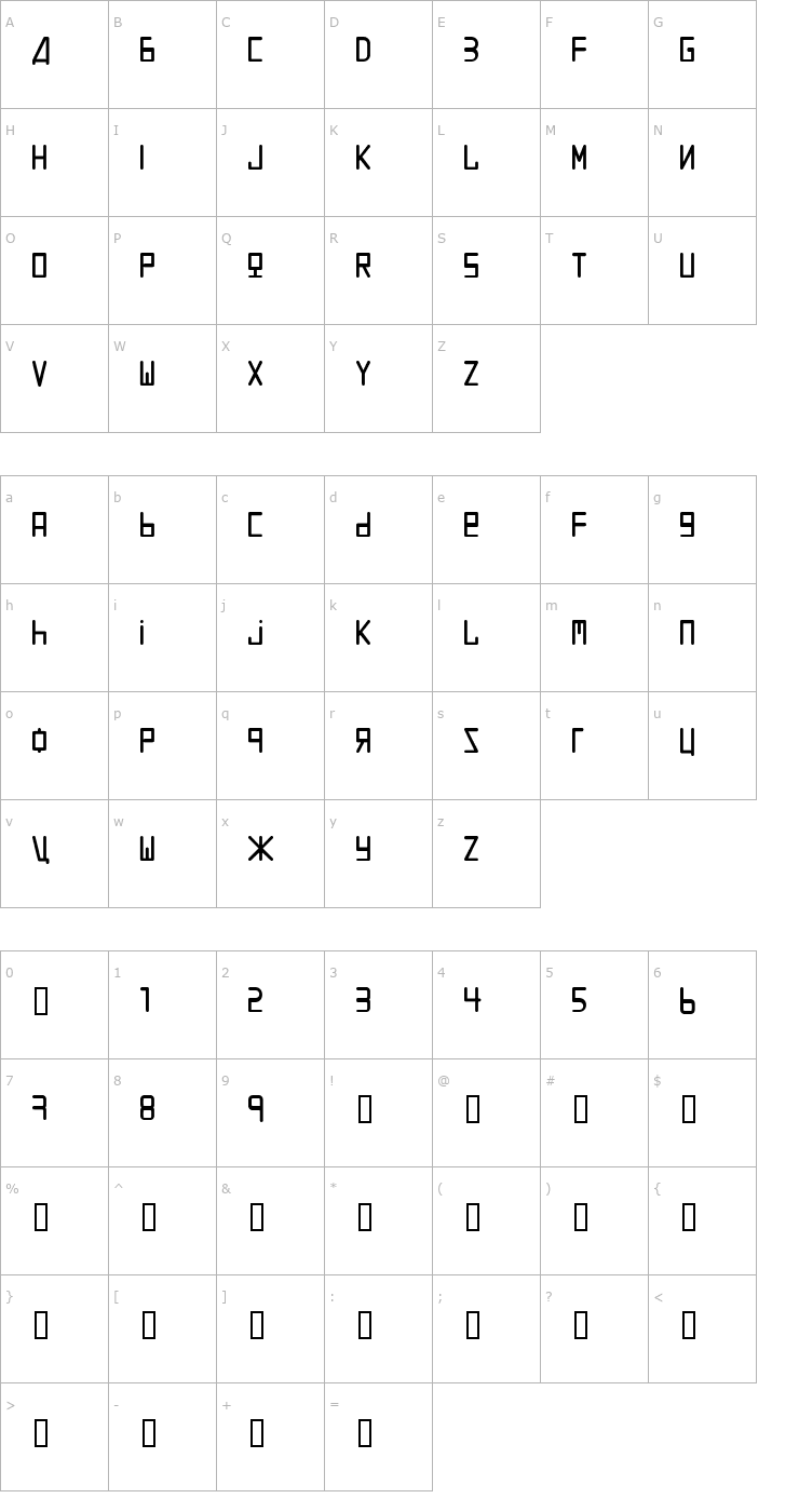Character Map URALthin Font