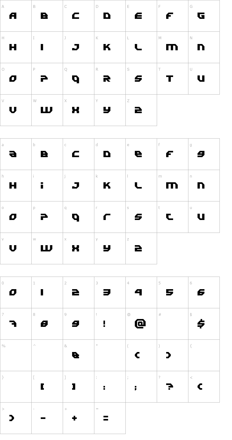 Character Map Uranium Font