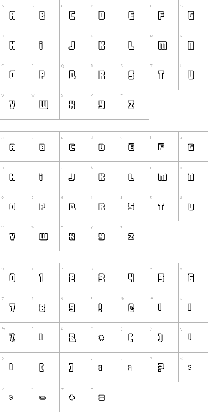 Character Map Urban Constructed Cutter Font
