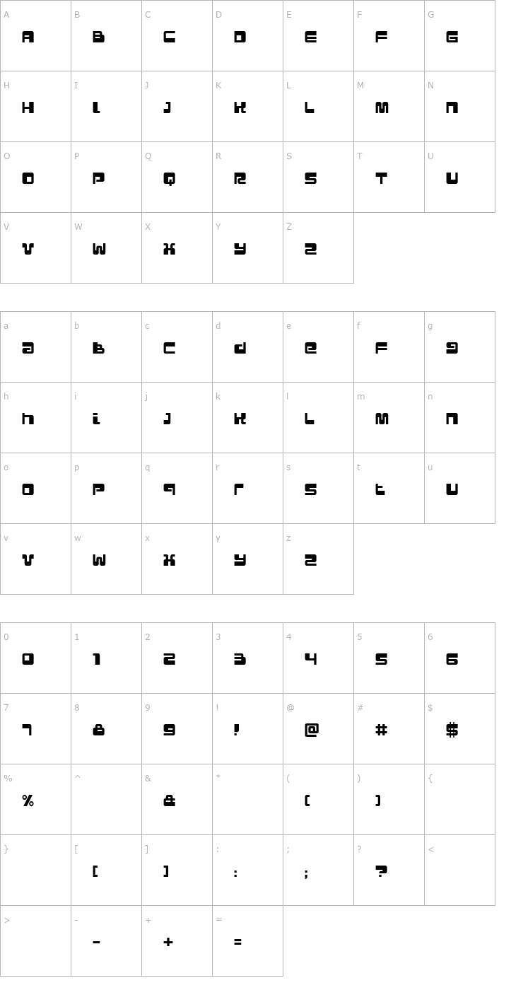 Character Map Urban Font