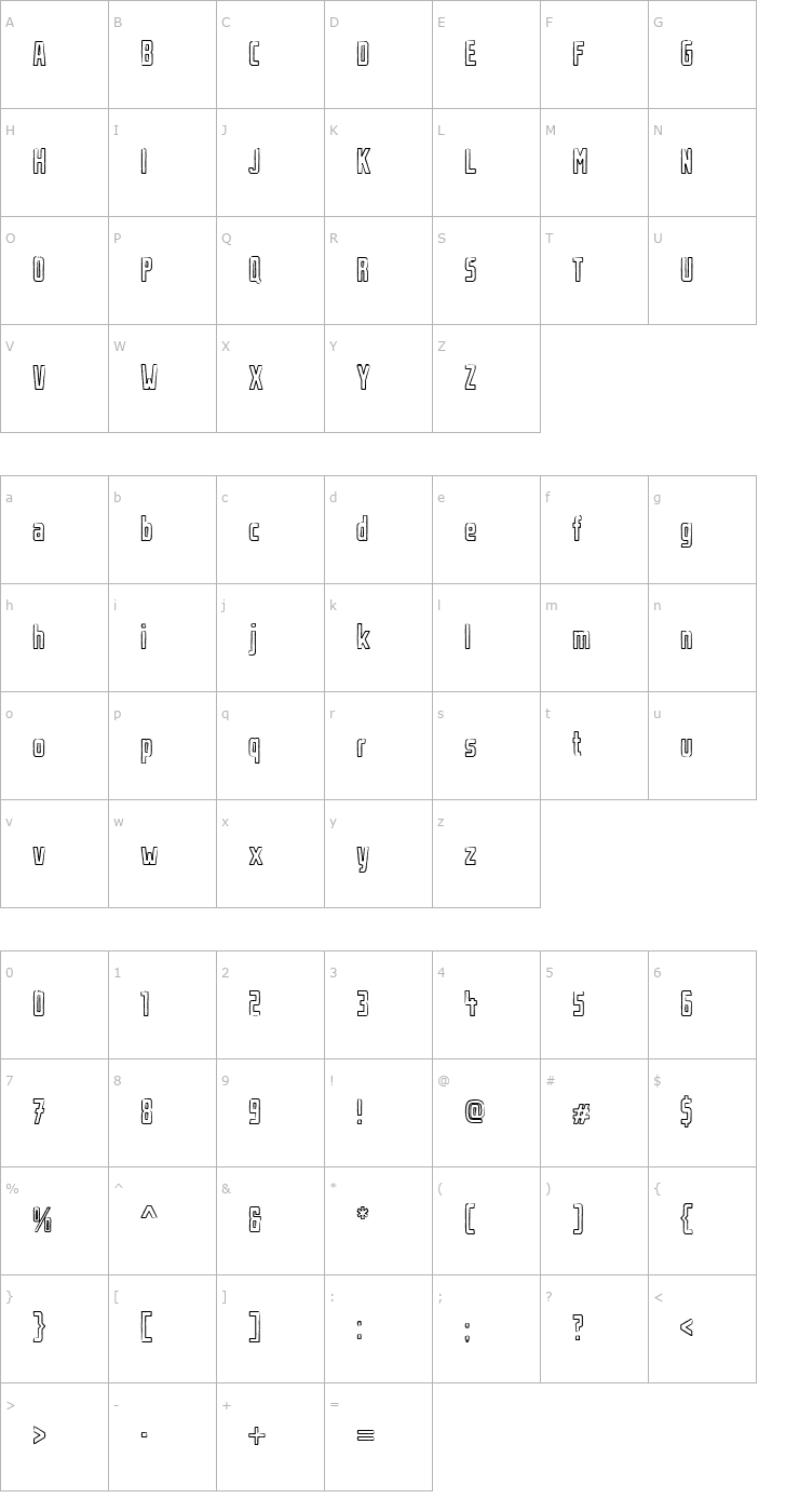 Character Map Urban Rubber Font