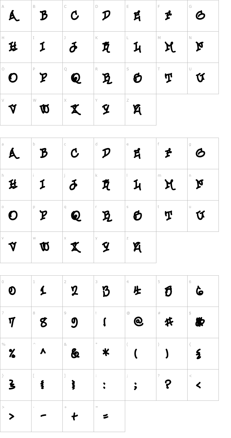 Character Map Urban Scrawl Chill Font