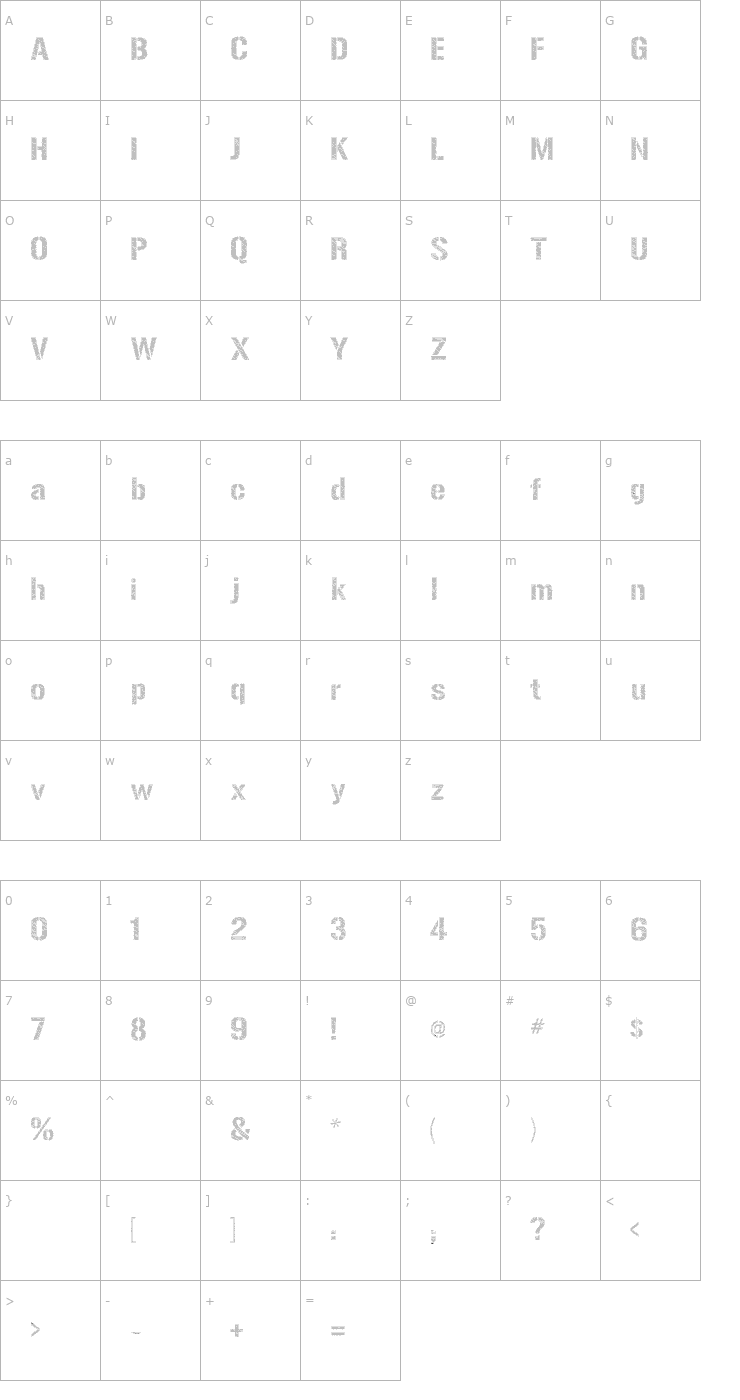 Character Map Urban Sketch Font