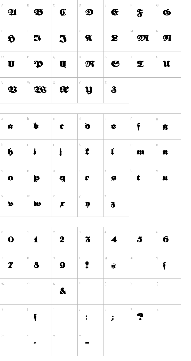 Character Map Urdeutsch Font