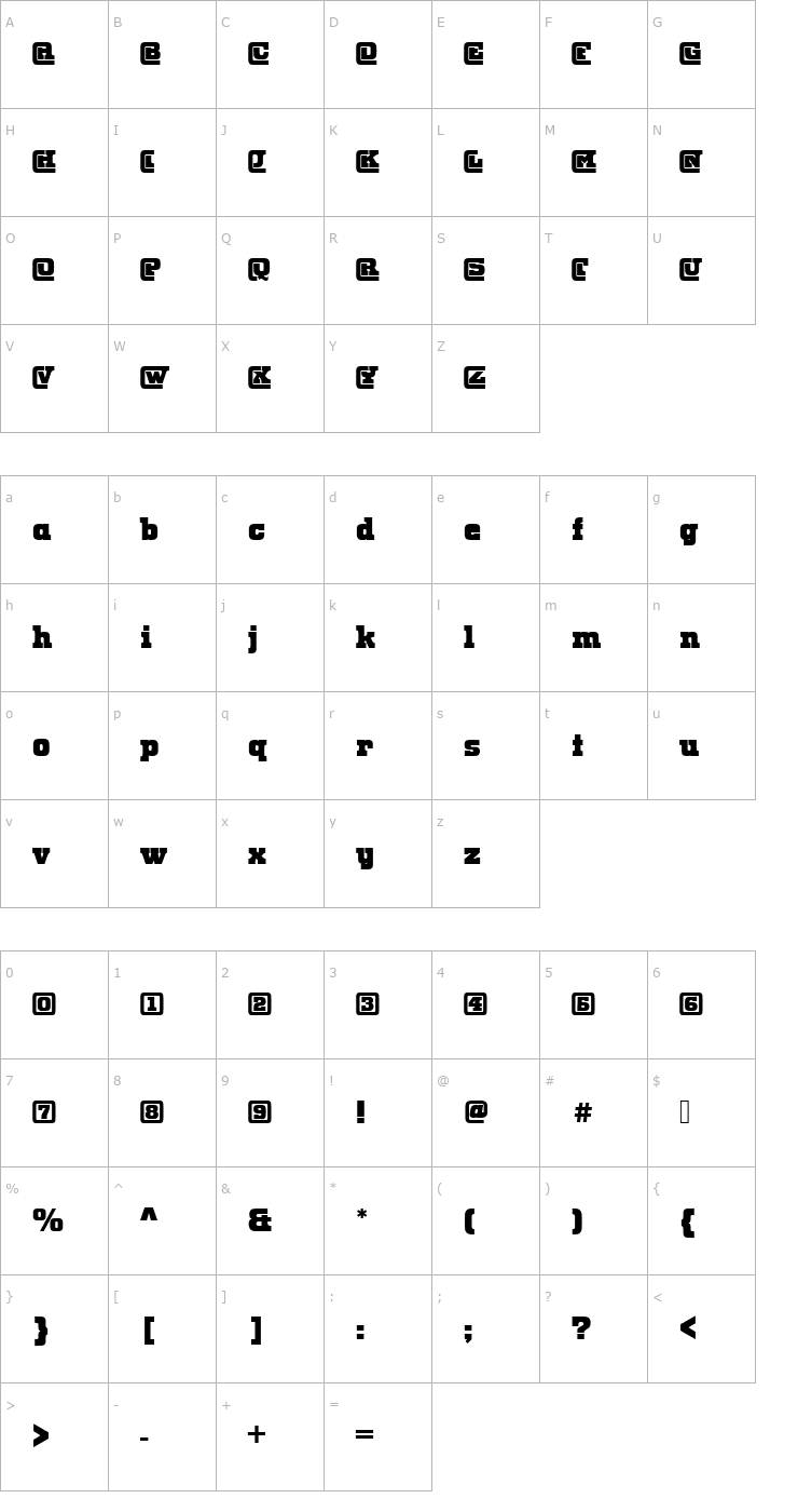 Character Map URWOkenIniD Font
