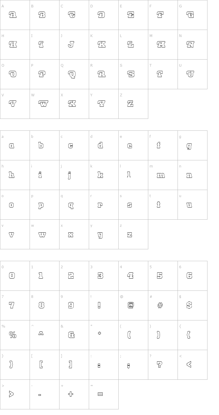 Character Map URWOkenOutP Font