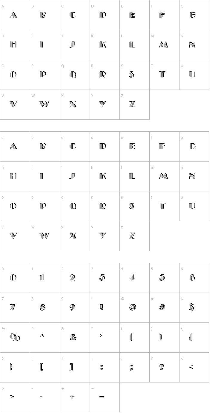 Character Map URWPictetOnlShaD Font
