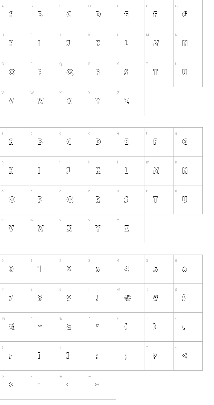 Character Map URWPlenaOutPUlt Font