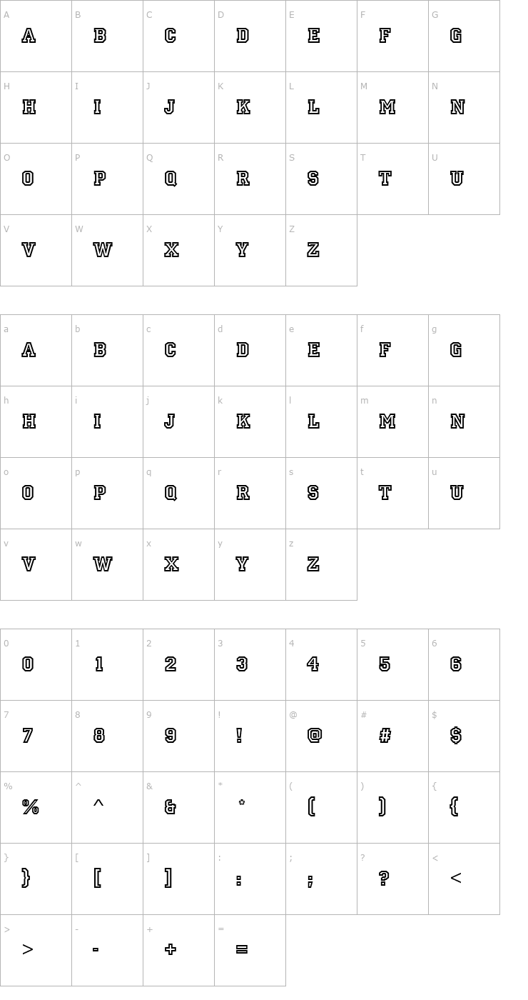 Character Map URWPrinzD Font