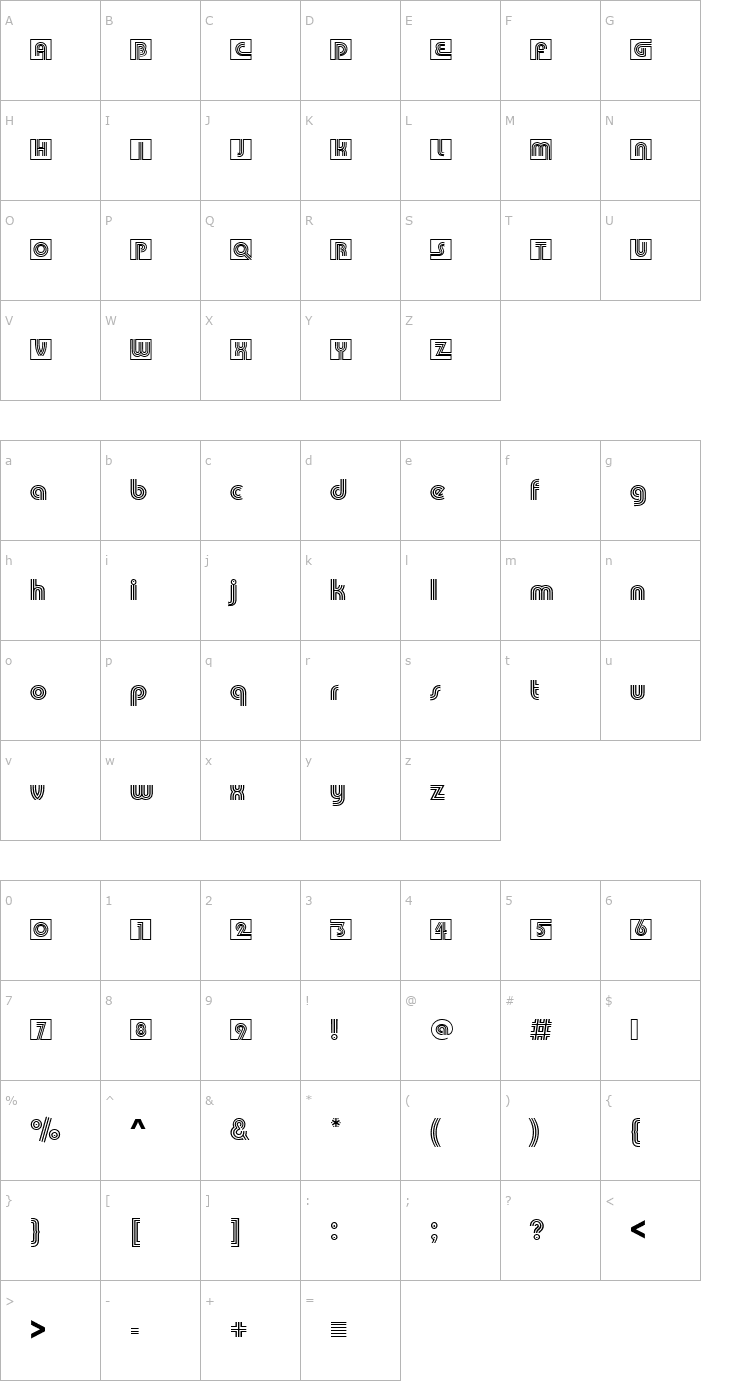 Character Map URWPuiseuxTriIniD Font