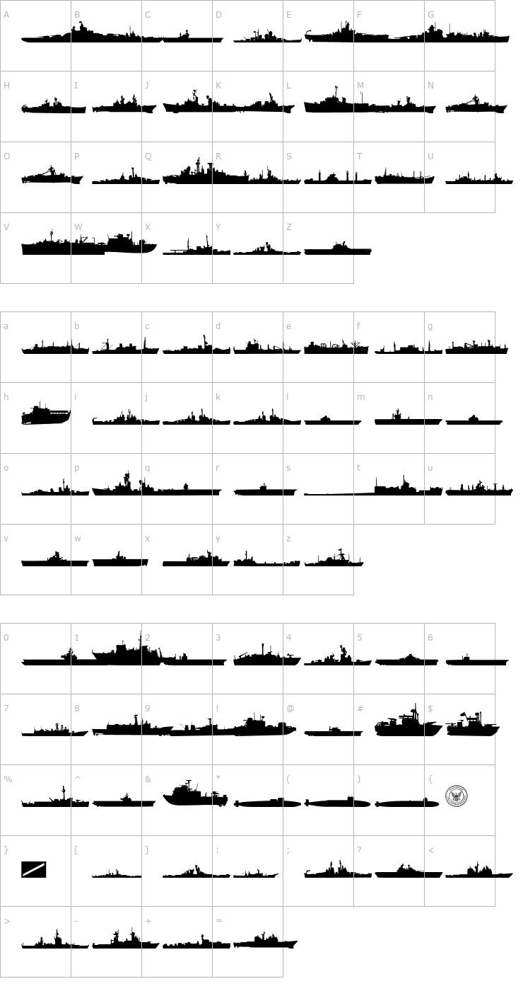 Character Map US Navy Font