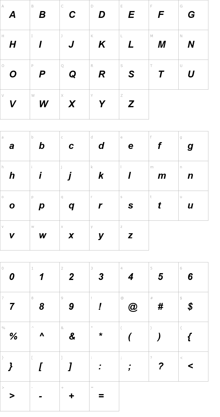 Character Map US Plain Bold Italic Bold Italic Font
