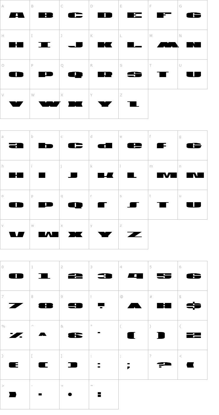 Character Map U.S.A. Font