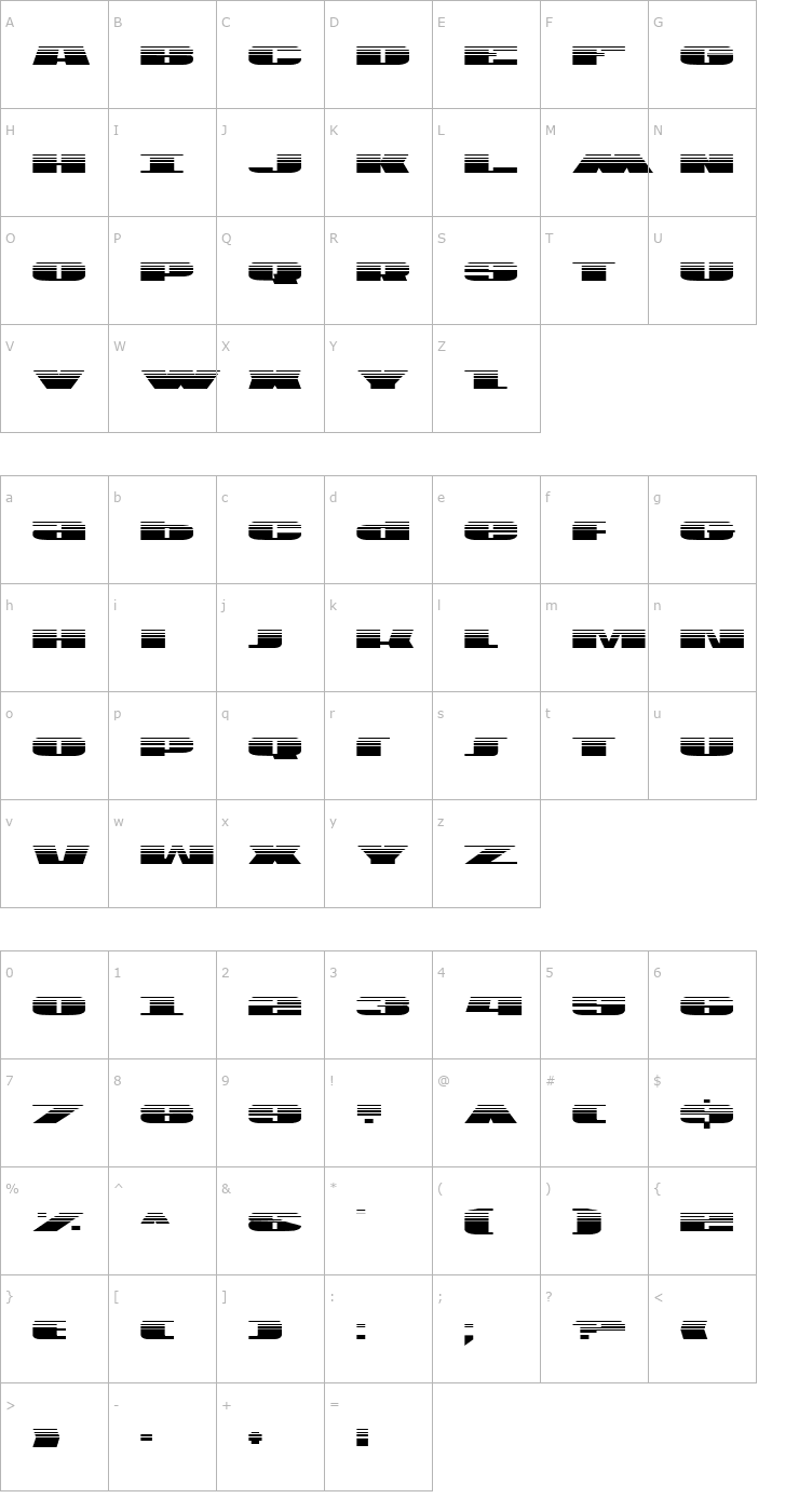Character Map U.S.A. Gradient Font