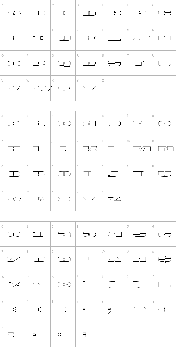 Character Map U.S.A. Shadow Font