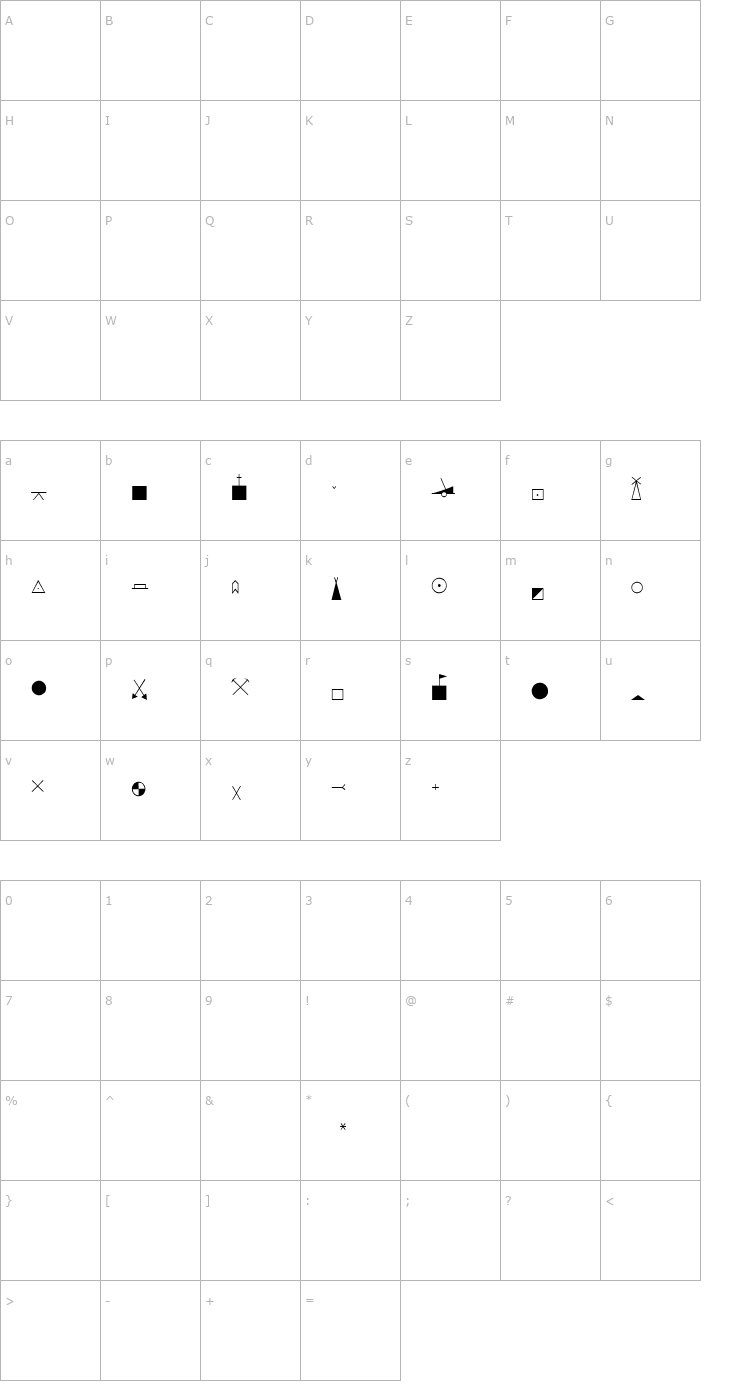 Character Map USGS Regular Font