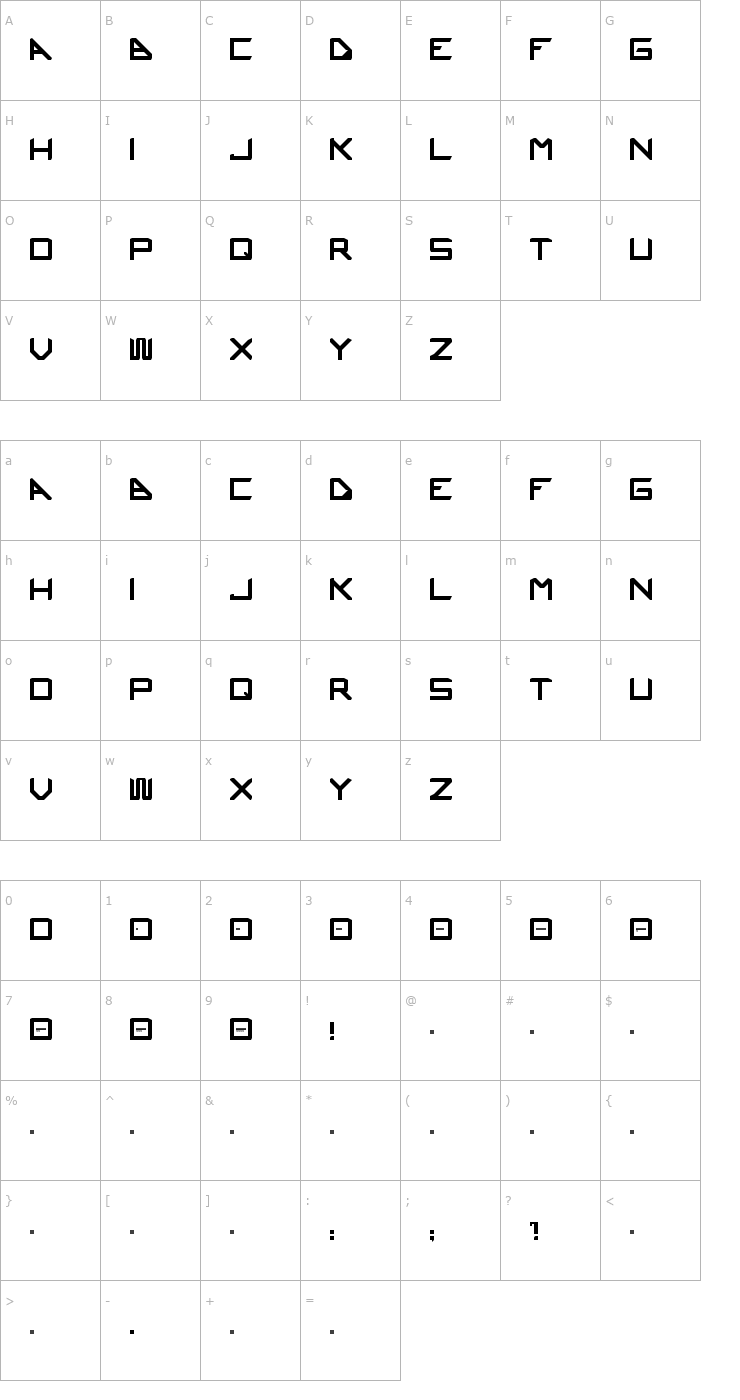 Character Map Ustura Font