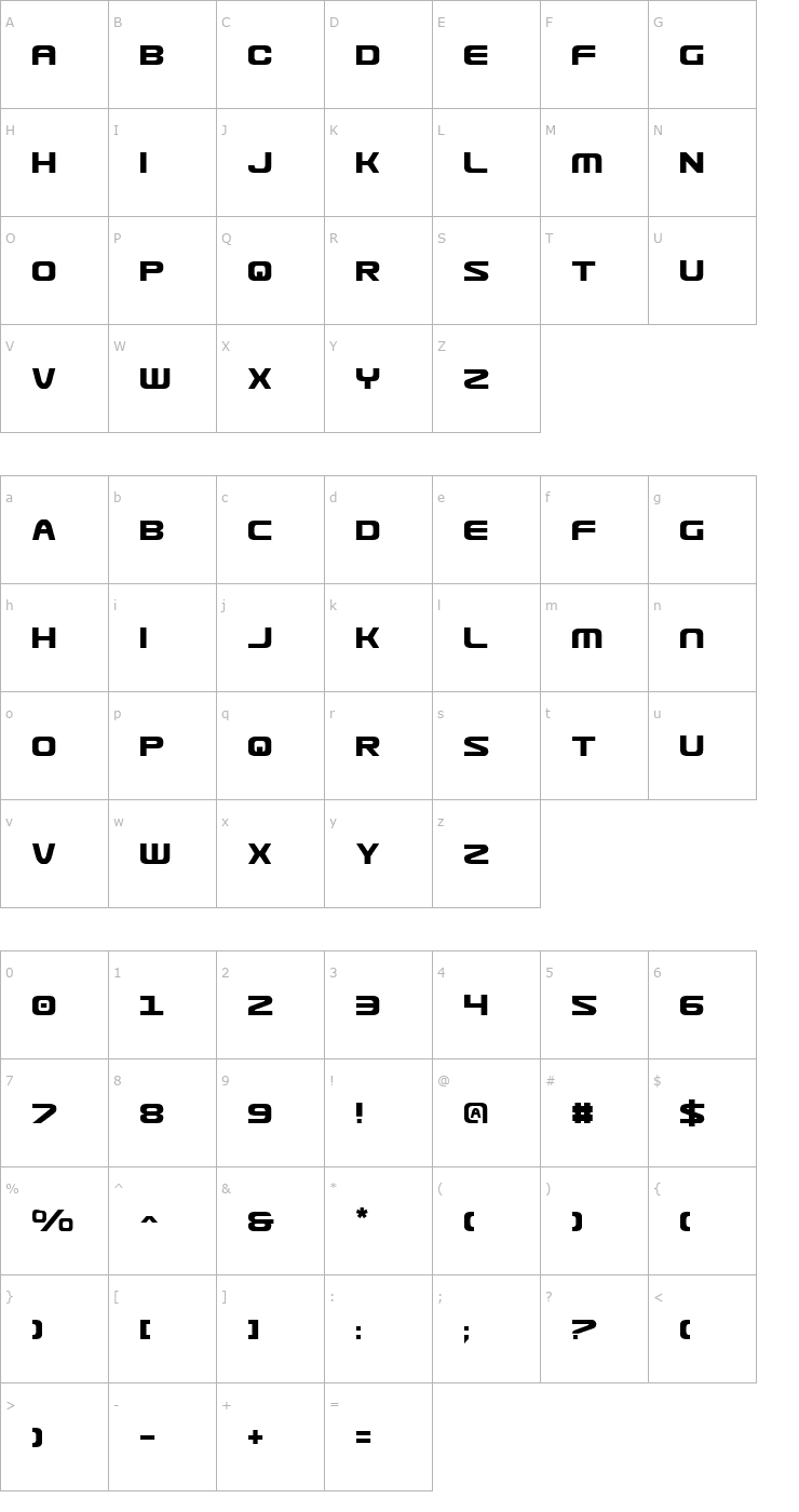 Character Map Usuzi Font