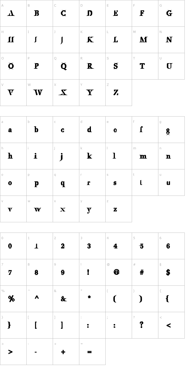 Character Map Utile Caustic Font
