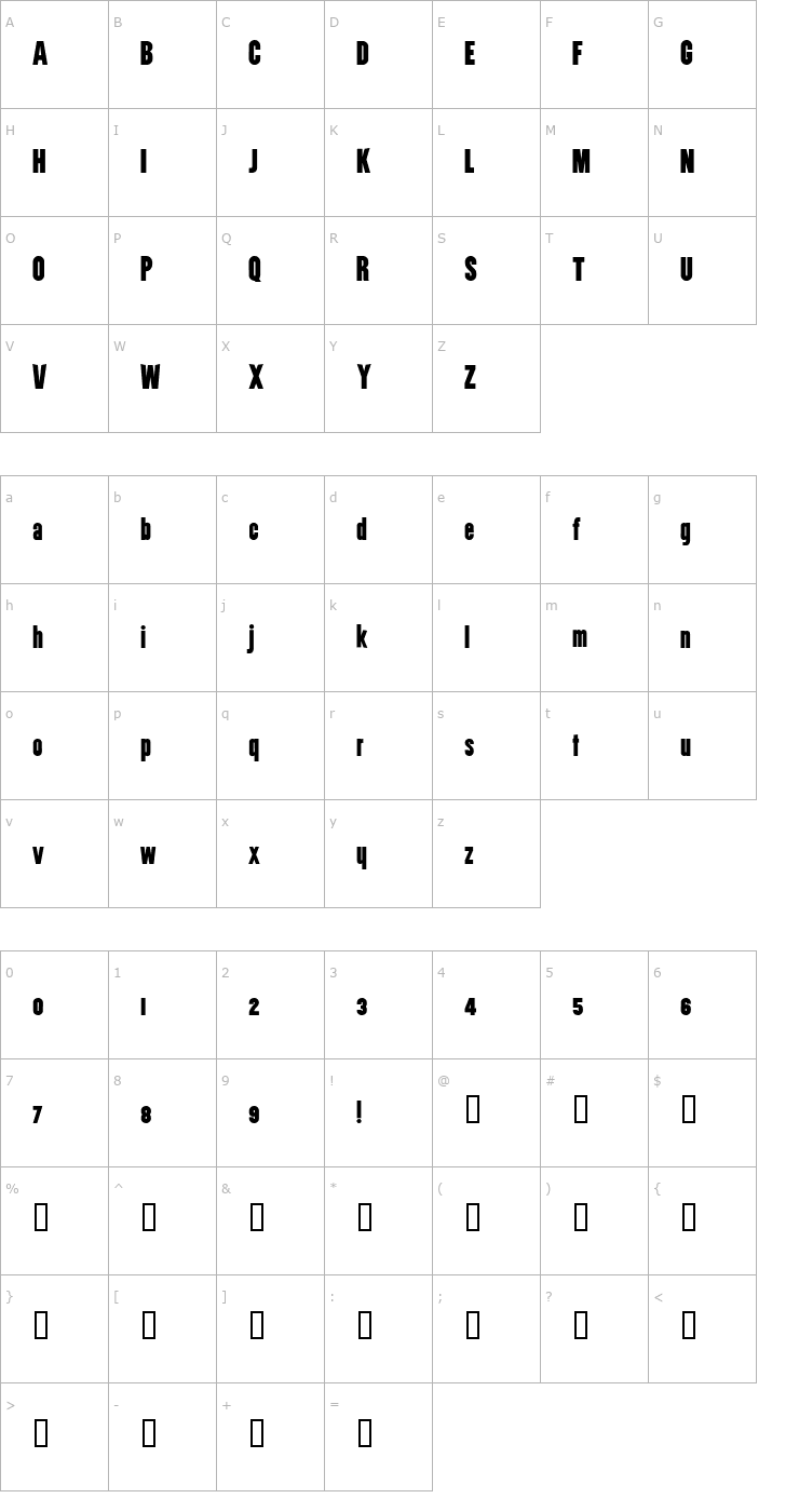 Character Map Utility BoldCondensed Font
