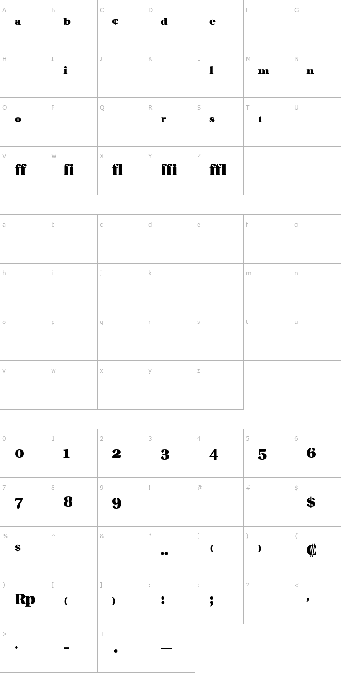 Character Map Utopia Expert Black Font