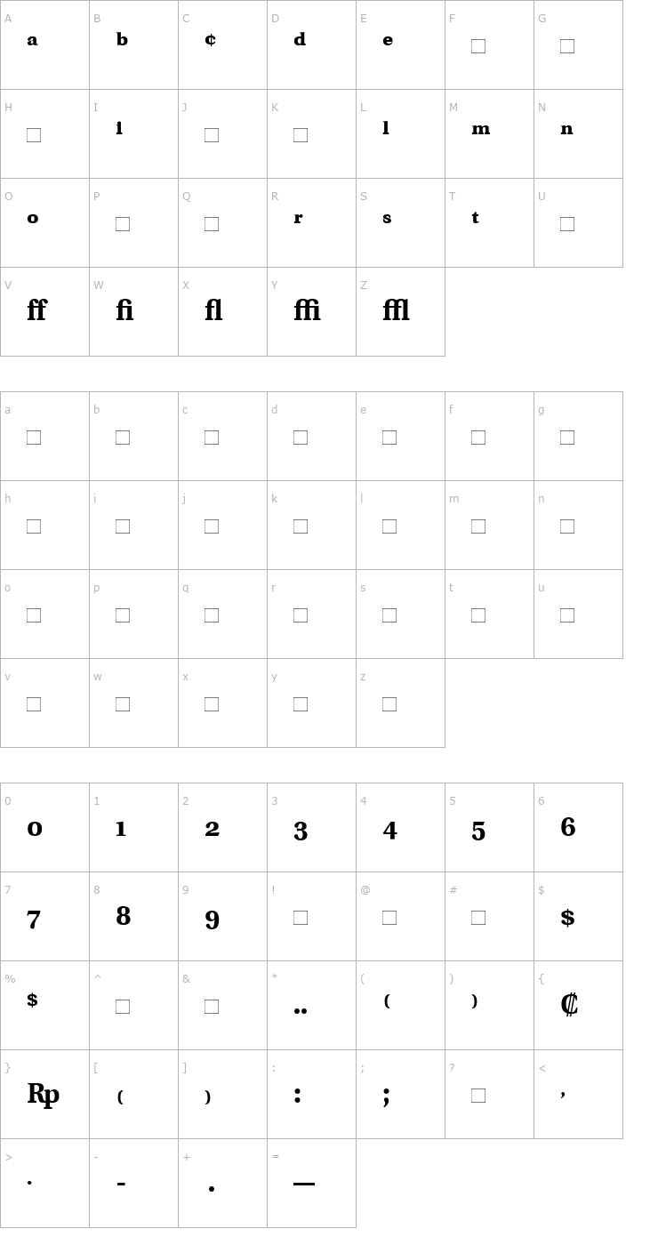 Character Map UtopiaExpert-Bold Font