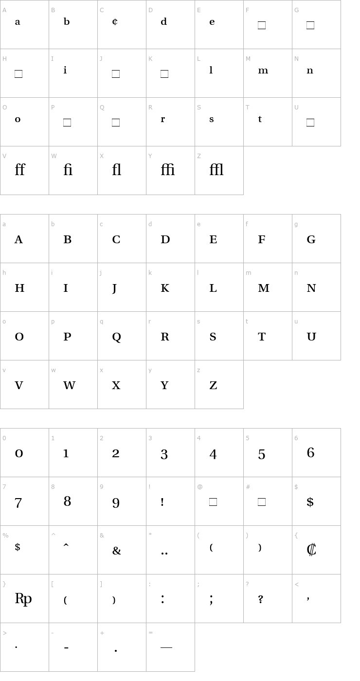 Character Map UtopiaExpert Font
