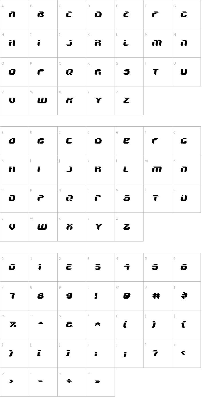 Character Map V5 Ampon Slanted Font