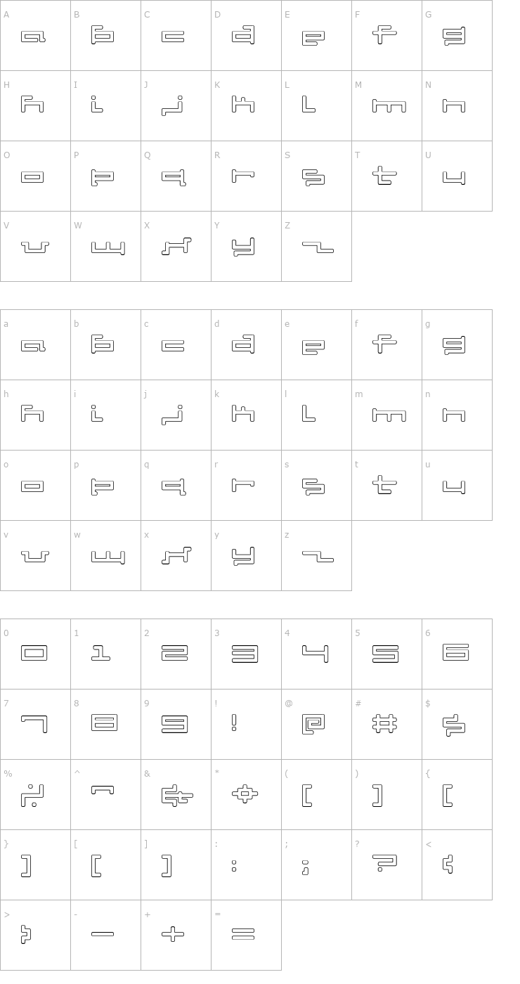Character Map V5 Cuadra2 Outline Font